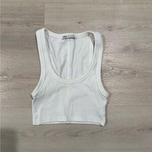 Zara White Cropped Tank Top